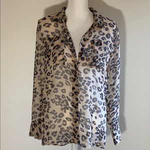 Mudd Brand Leopard Sheer Blouse